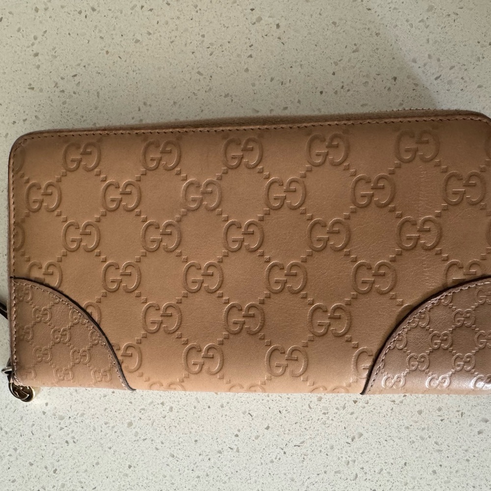 Gucci Beige Embossed Leather Wallet